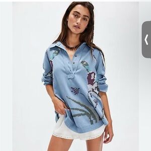 We the Free Denim Majestic Mallard Blouse